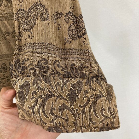 Vintage Carole Little size 12 Brown Abstract Soft Long Sleeve Relaxed Button Up - Picture 7 of 10